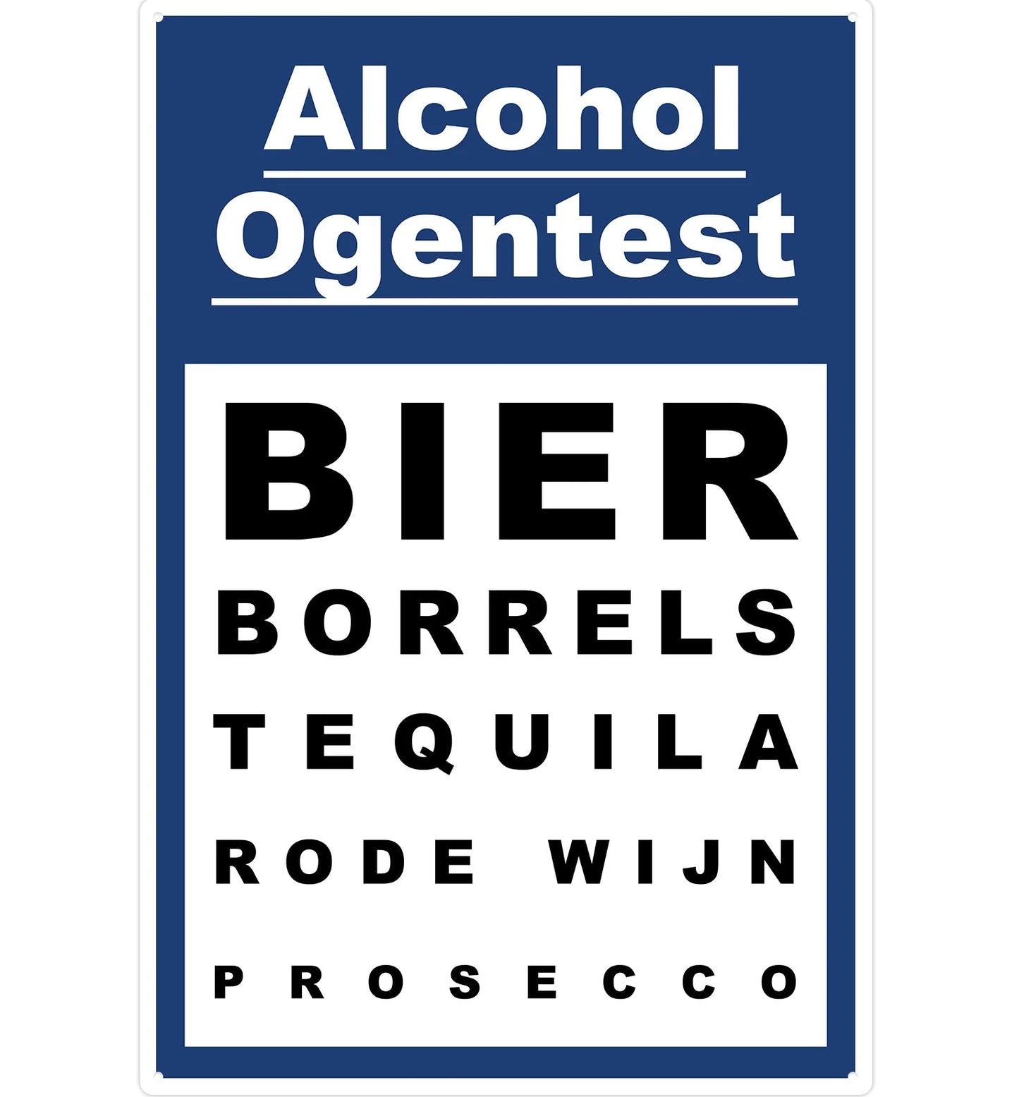 Metalen wandbord | Alcohol ogentest |