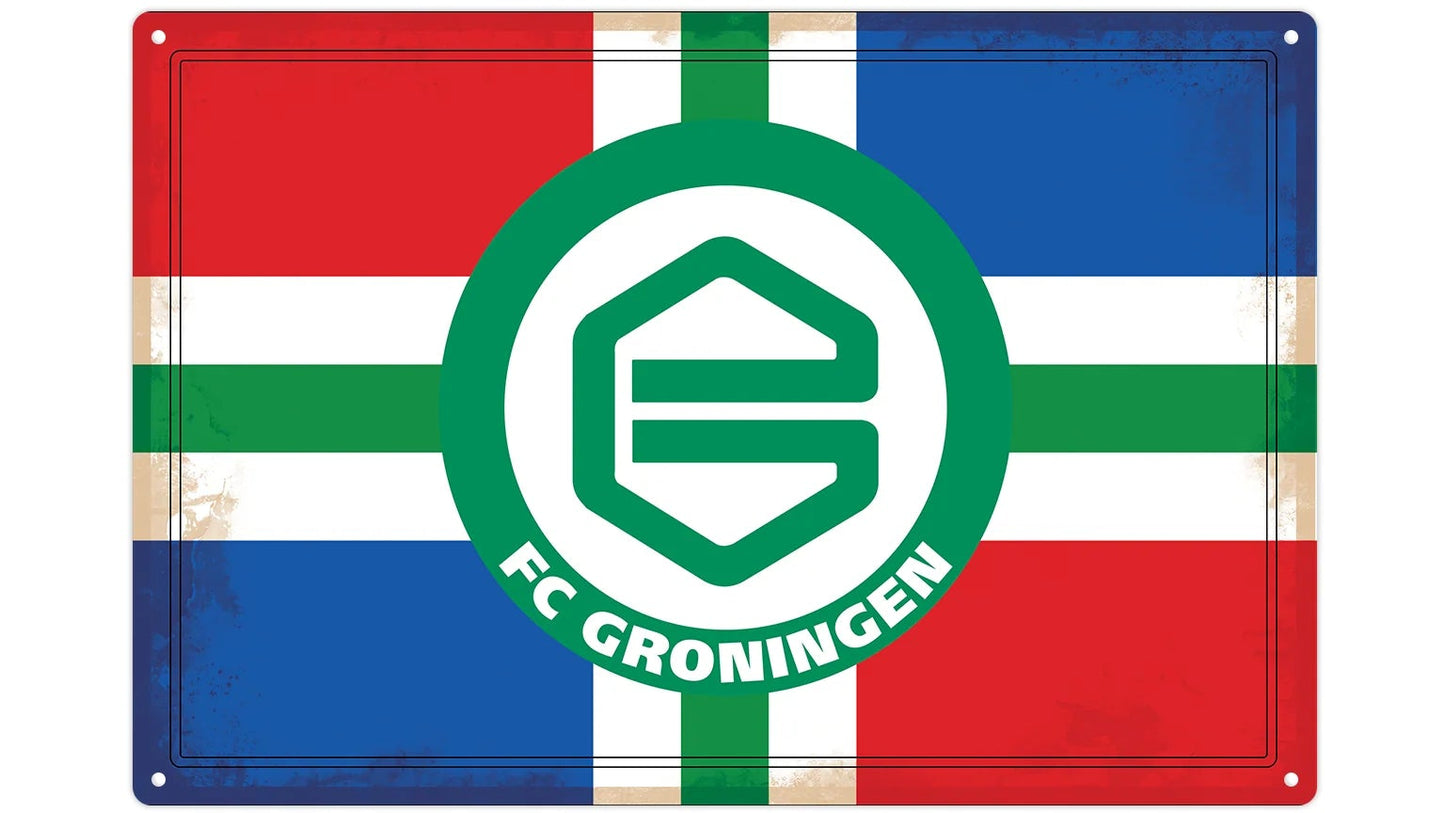 Metalen wandbord | FC Groningen provinice vlag |