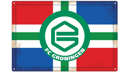Metalen wandbord | FC Groningen provinice vlag |