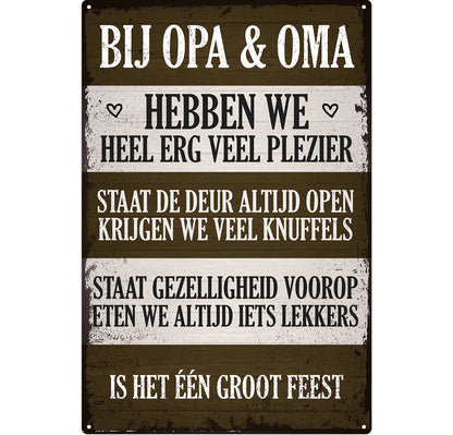Metalen wandbord | Bij opa & oma |