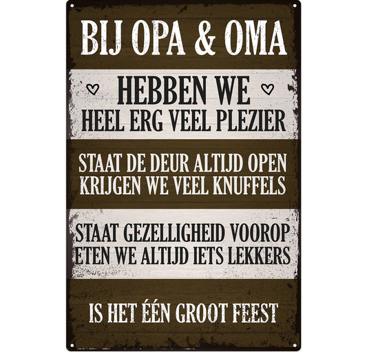 Metalen wandbord | Bij opa & oma |