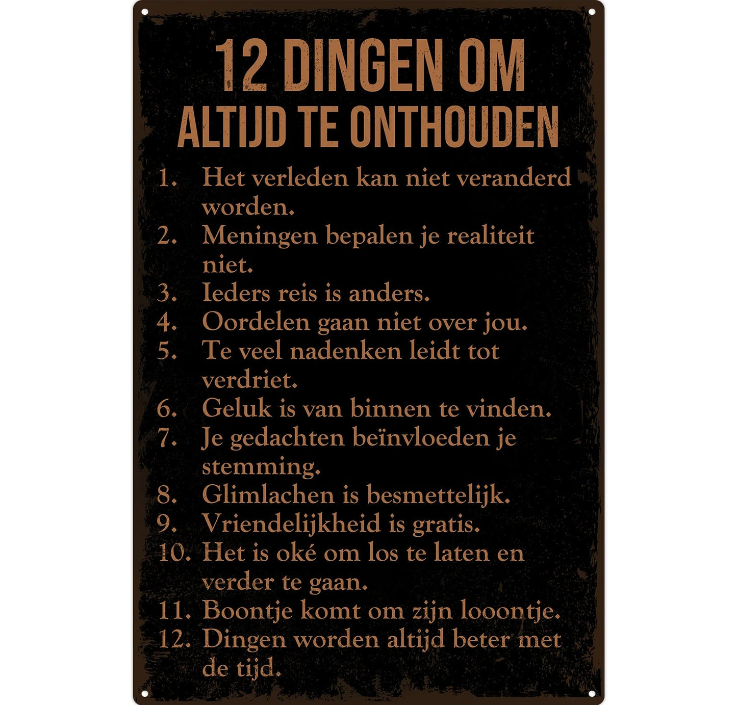 Metalen wandbord | Twaalf dingen om altijd te onthouden |