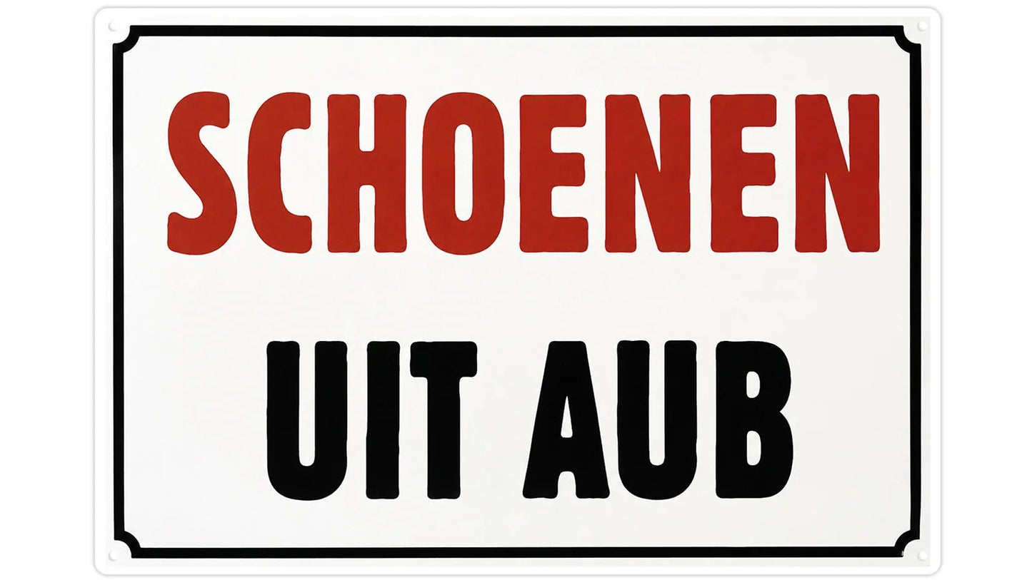 Metalen wandbord | Schoenen uit aub |