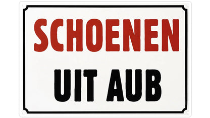 Metalen wandbord | Schoenen uit aub |