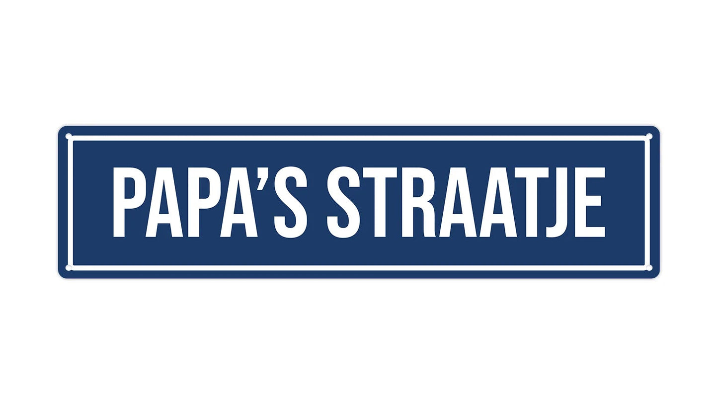 Metalen wandbord | Papa's straatje | Kentekenplaat | 10x40cm |