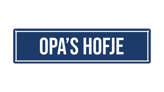 Metalen wandbord | Opa's hofje | Kentekenplaat | 10x40cm |