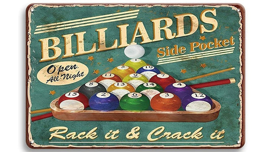 Metalen wandbord | Billiards | Open all night |