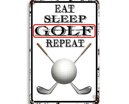 Metalen wandbord | Eat sleep golf repeat |