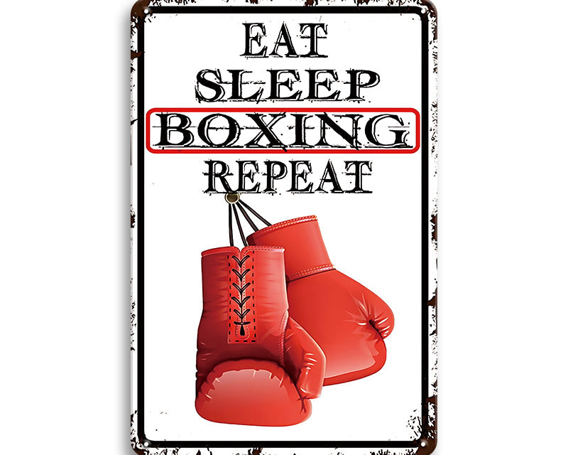 Metalen wandbord | Eat sleep boxing repeat |