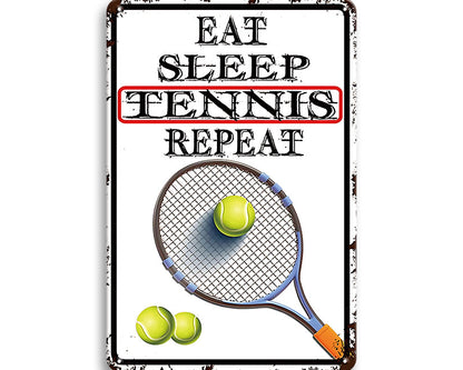 Metalen wandbord | Eat sleep tennis repeat |