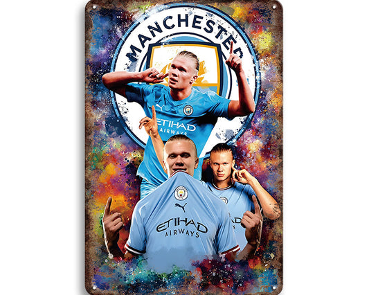 Metalen wandbord | Erling Haaland | Manchester City |