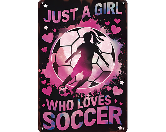 Metalen wandbord | Just a girl who loves soccer |