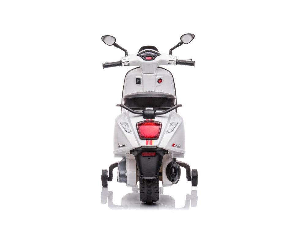 Vespa elektrische kinderscooter wit achterkant 2