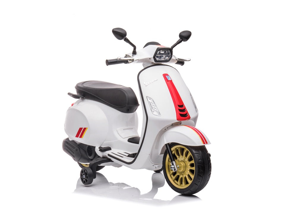 Vespa elektrische kinderscooter wit zijkant