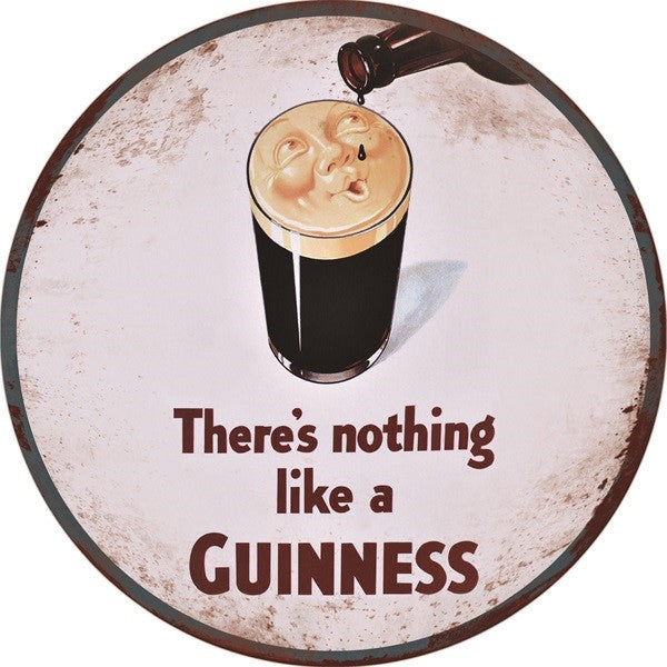 Metalen wandbord | There's nothing like a Guinness | 30CM | Rond |