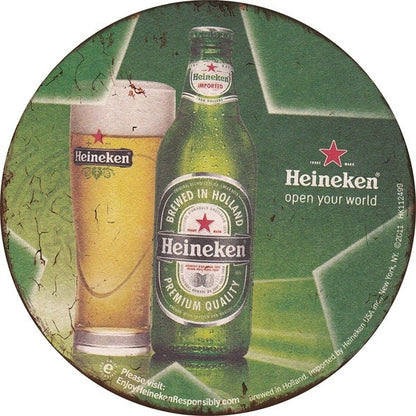 Metalen wandbord | Heineken | Open your world | 30CM | Rond |