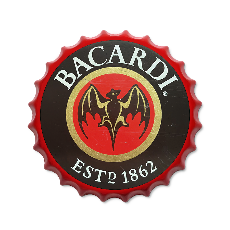 Metalen drankdop | Bacardi | 35CM | Rond |