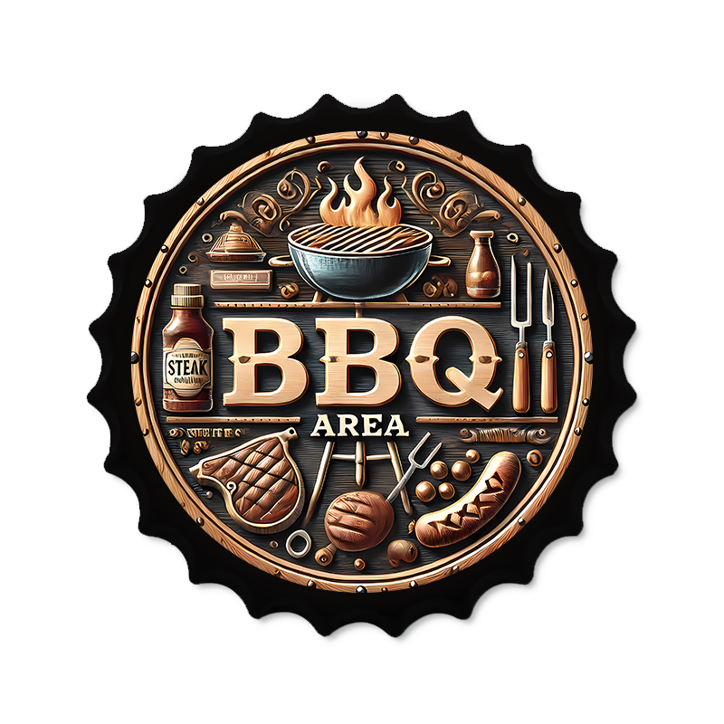 Metalen drankdop | BBQ Area | 35CM | Rond |