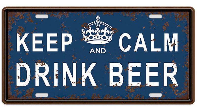 Metalen wandbord | Keep calm drink beer | Kentekenplaat | 15x30cm |