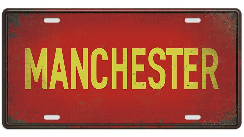 Metalen wandbord | Manchester | Kentekenplaat | 15x30cm |