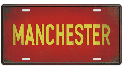 Metalen wandbord | Manchester | Kentekenplaat | 15x30cm |