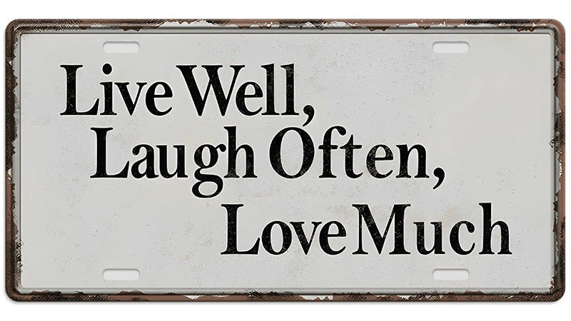 Metalen wandbord | Live laugh love | Kentekenplaat | 15x30cm |