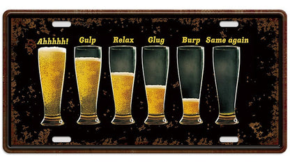 Metalen wandbord | Bierglazen | Kentekenplaat | 15x30cm |