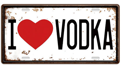 Metalen wandbord | I love vodka | Kentekenplaat | 15x30cm |