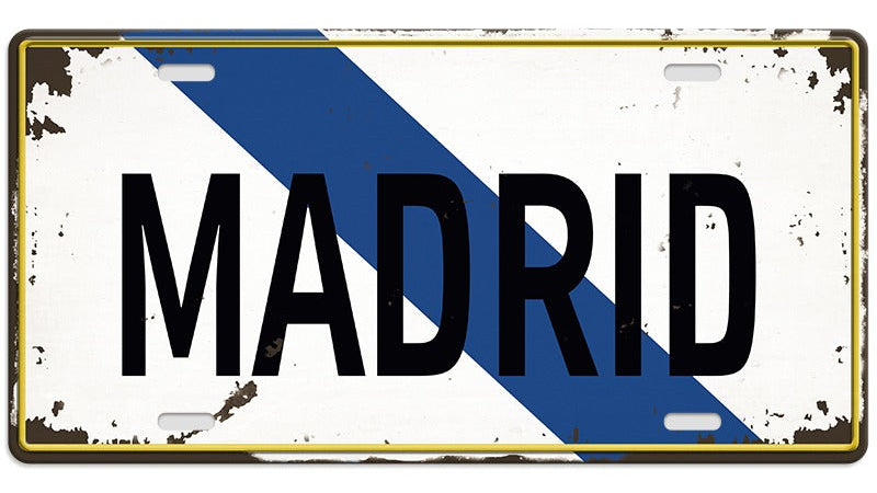 Metalen wandbord | Madrid | Kentekenplaat | 15x30cm |