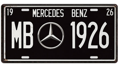 Metalen wandbord | Mercedes-Benz | Kentekenplaat | 15x30cm |