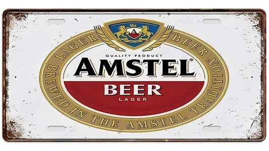 Metalen wandbord | Amstel beer | Kentekenplaat | 15x30cm |