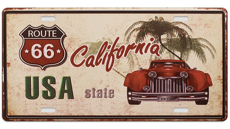 Metalen wandbord | Route 66 USA California | Kentekenplaat | 15x30cm |