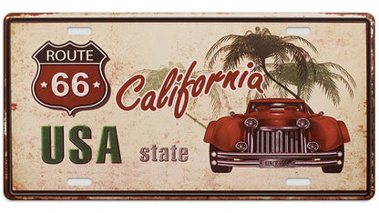 Metalen wandbord | Route 66 USA California | Kentekenplaat | 15x30cm |