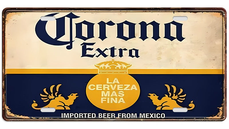 Metalen wandbord | Corona Extra | Kentekenplaat | 15x30cm |