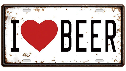 Metalen wandbord | I love beer | Kentekenplaat | 15x30cm |