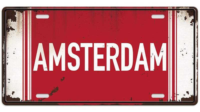 Metalen wandbord | Amsterdam | Kentekenplaat | 15x30cm |