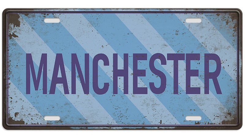 Metalen wandbord | Manchester | Kentekenplaat | 15x30cm |