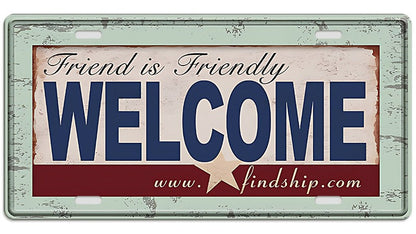 Metalen wandbord | Friend is friendly welcome | Kentekenplaat | 15x30cm |