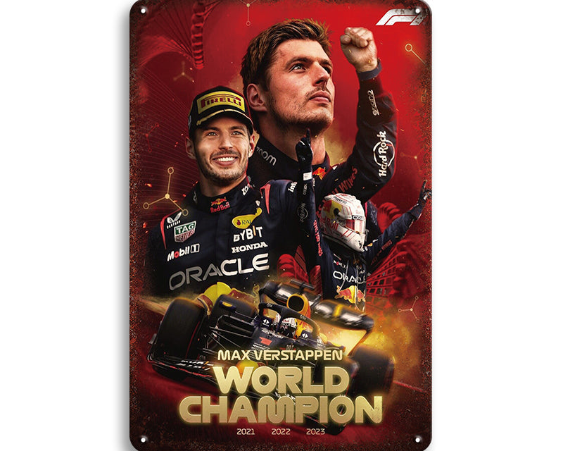 Metalen wandbord | Max Verstappen | World Champion | Formule 1 |