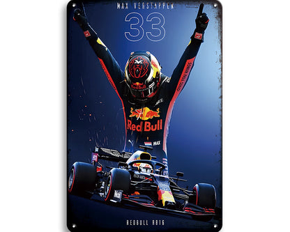 Metalen wandbord | Max Verstappen | 33 | RB16 | Formule 1 |