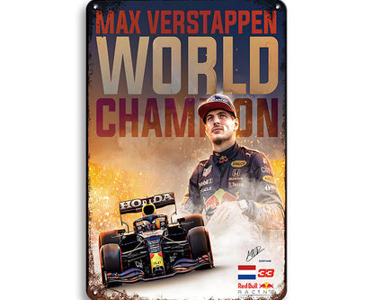 Metalen wandbord | Max Verstappen | 33 | World Champion | Formule 1 |