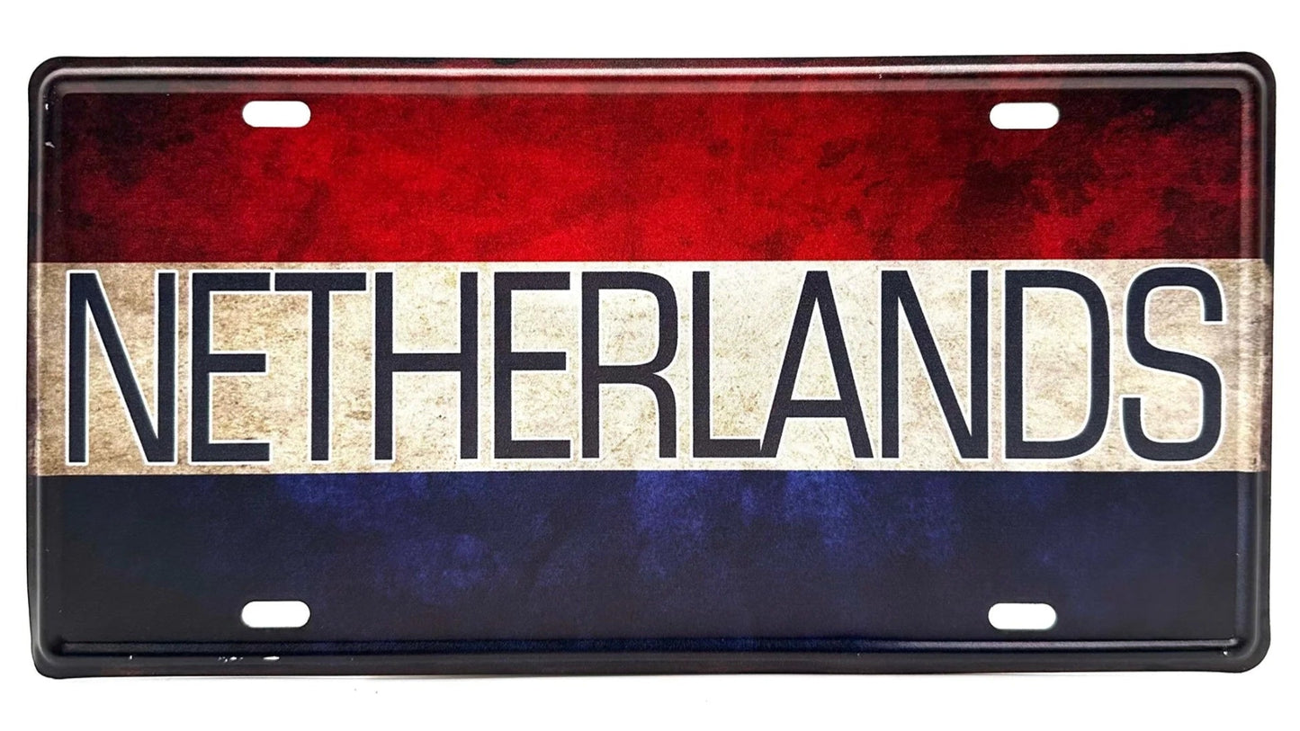 Metalen wandbord | Netherlands | Kentekenplaat | 15x30cm |