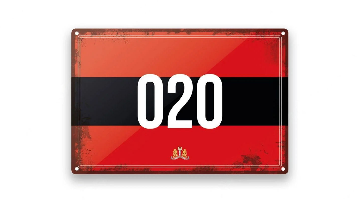 Metalen wandbord | Amsterdam | 020 |