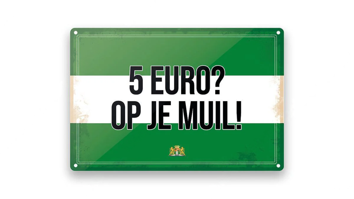 Metalen wandbord | Rotterdam | 5 euro? Op je muil! |