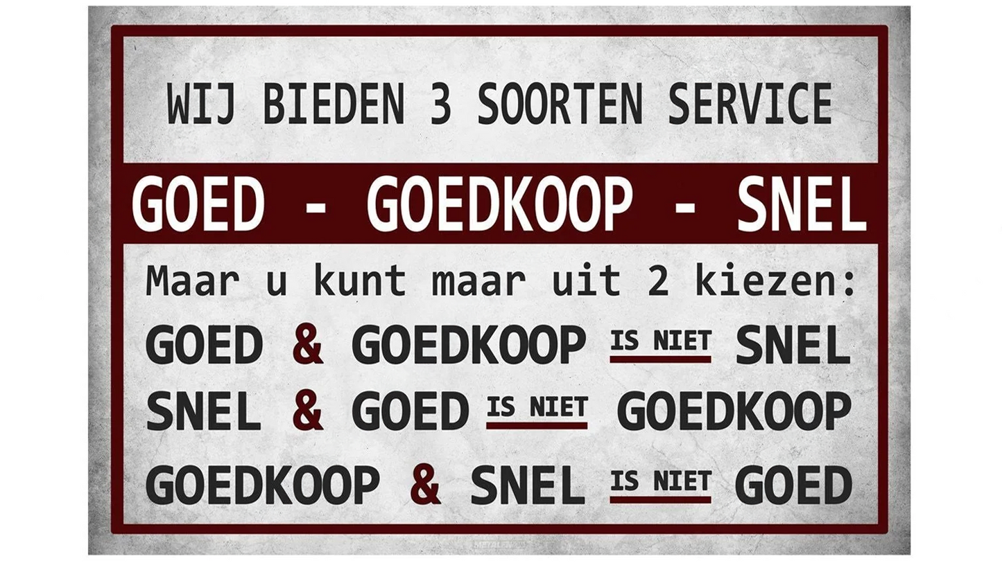 Metalen wandbord | 3 soorten service |
