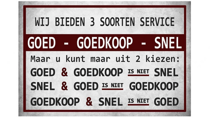 Metalen wandbord | 3 soorten service |