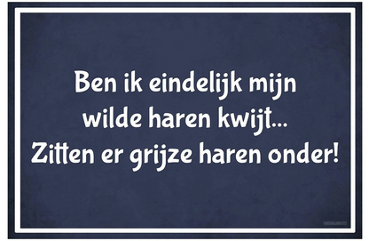 Metalen wandbord | Ben ik eindelijk mijn wilde haren kwijt... |