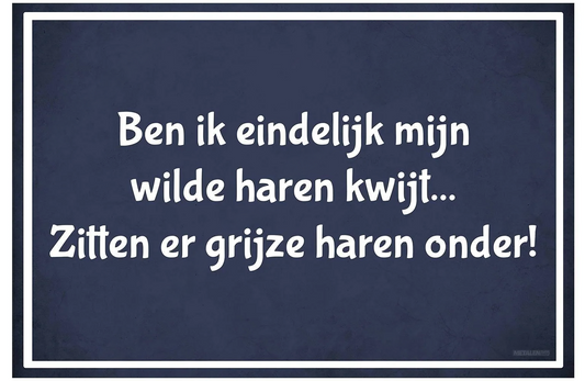 Metalen wandbord | Ben ik eindelijk mijn wilde haren kwijt... |
