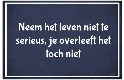Metalen wandbord | Neem het leven niet te serieus, je overleeft het toch niet |