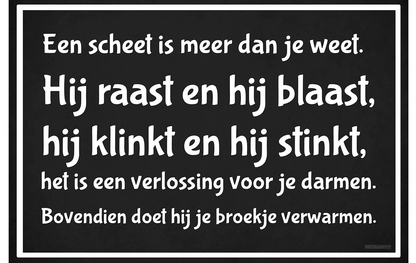 Metalen wandbord | Een scheet is meer dan je weet |